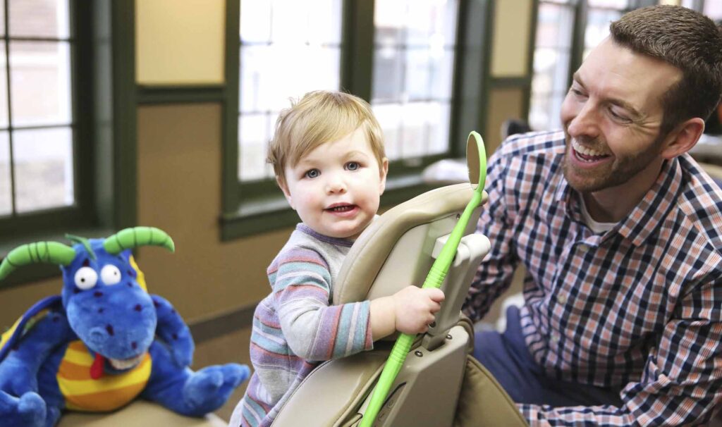 Wilderness station dentist with child