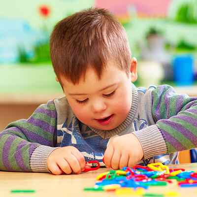 child playing with toys